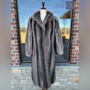 8/10 Full Length Natural American Raccoon Fur Coat Real Fur Genuine Fur